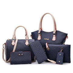 Women's Fashion Leather Bags 6 Piece Set Designer