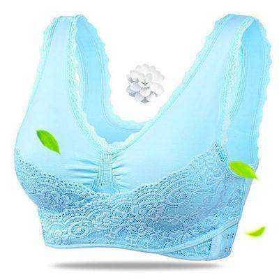 Image of Wome Padded Lace Vest Seamless Sports Push Up Bra