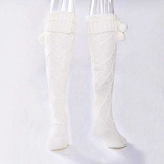 Sexy Women's Purple White Knit Winter Stockings