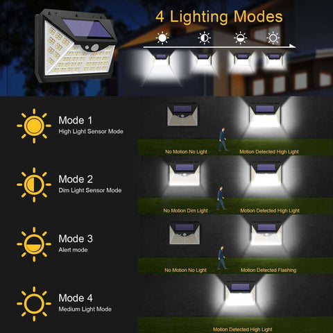 Image of 188 LED Solar Light Outdoor 3&4Modes Lamp Waterproof  Motion Sensor