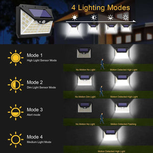 188 LED Solar Light Outdoor 3&4Modes Lamp Waterproof  Motion Sensor