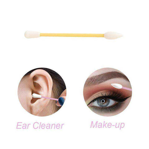 Image of Reusable Cotton Swab Ear & Make Up Cleaning Silicone Buds