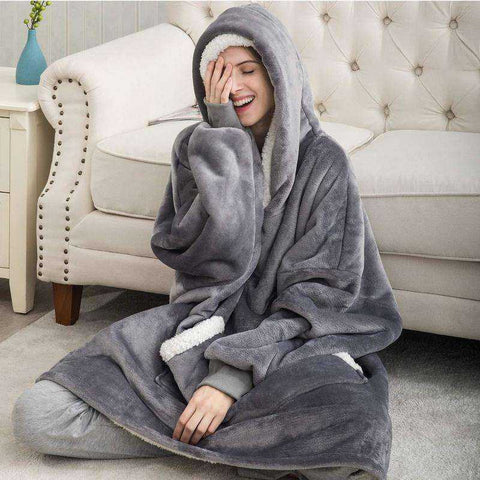 Image of Large Hoodie Blanket With Sleeves