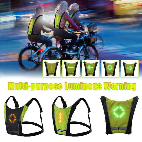 New Led Bicycle Vest Wireless Safety Turn Signal Light Reflective Warning