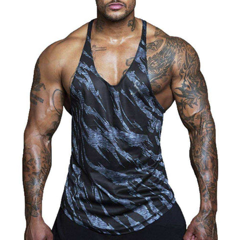 Image of Gym Men Bodybuilding Camo Sleeveless Single Tank Top Muscle Stringer Athletic Vest