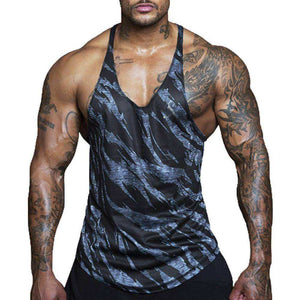 Gym Men Bodybuilding Camo Sleeveless Single Tank Top Muscle Stringer Athletic Vest