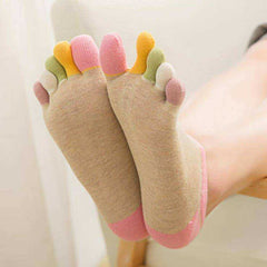 1 Pair Cotton Five-Finger Women Colorful Toe Socks