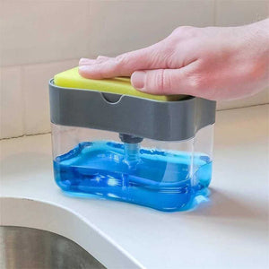 Manual Press Liquid Soap Dispenser With Washing Sponge
