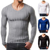 Men Knitted Slim Long Sleeve V Neck Warm Sweater