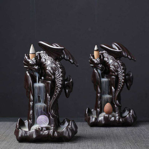 Image of Awakening Dragon LED Ceramic Waterfall Smoke Incense Burner