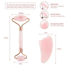 Rose Quartz Slimming Face & Jade Facial Massage Roller Stone Skin Massage Set Box