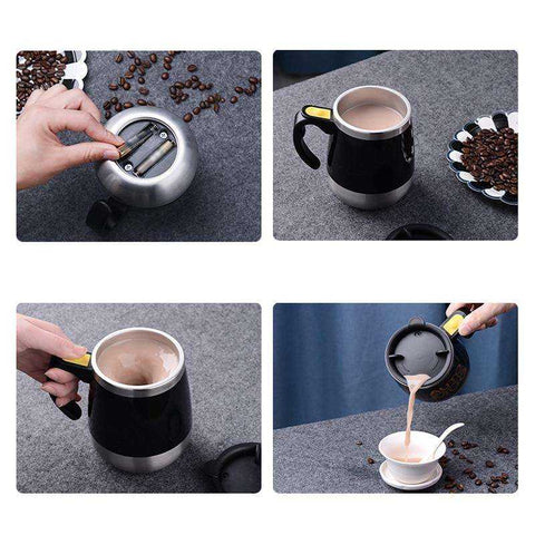 Image of Electric Hot Automatic Self Stirring Coffee Milk Smart Stainless Steel Mug