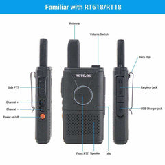 Rechargeable Walkie Talkie 4pcs Dual PTT Two-way Radio