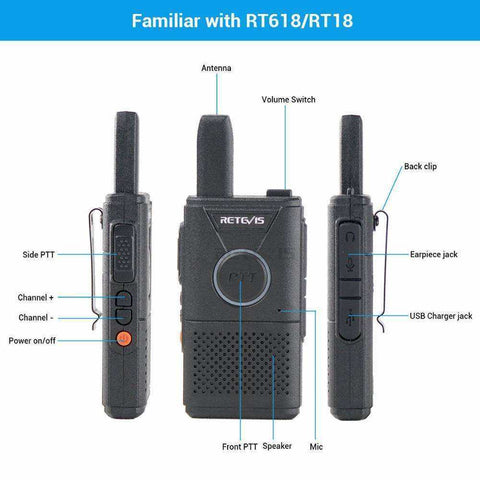 Image of Rechargeable Walkie Talkie 4pcs Dual PTT Two-way Radio