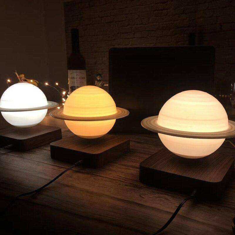 Creative 3D Magnetic Levitation Moon Saturn Night Light Rotating Led Lamp