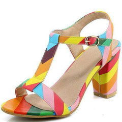 Summer Leather Square High Heels