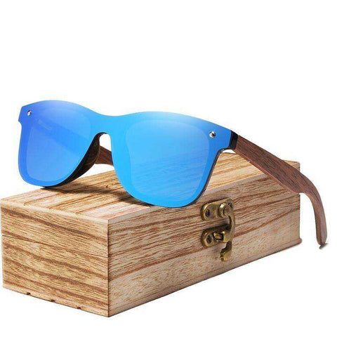 Men Sunglasses Polarized Walnut Wood Mirror UV400 Lens