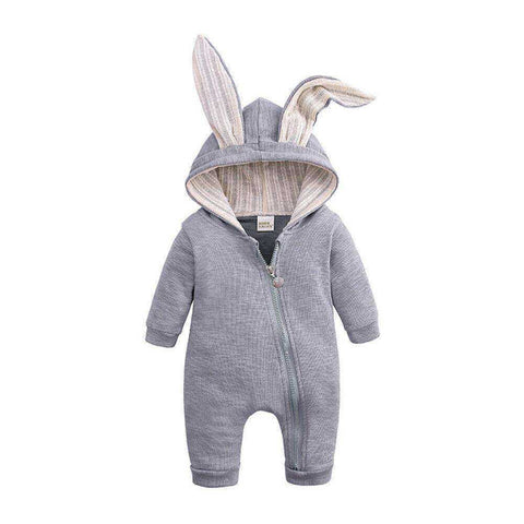 Image of Cutest Baby Warm Bunny Romper Long Ear Hooded Newborn Onesie