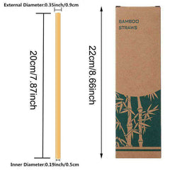 Natural Organic Reusable Bamboo Straw Set with Straw Brush