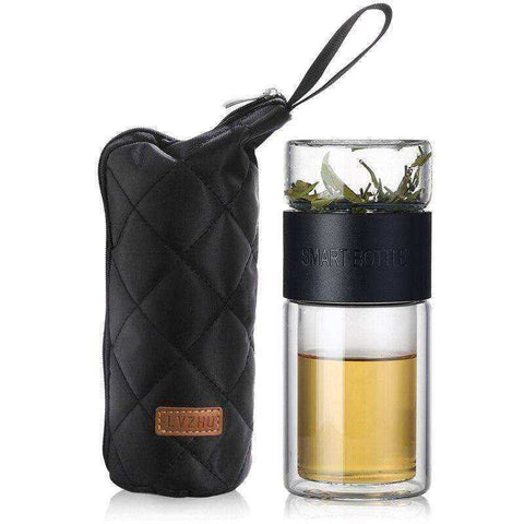 Image of Portable Double Wall Glass Bottle Tea Infuser Tumbler