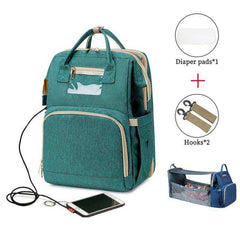 USB Diaper Bags Backpack Foldable Sunscreen Baby Bed Large Capacity