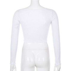 Knitted T-shirts Long Sleeve Aesthetics Tops