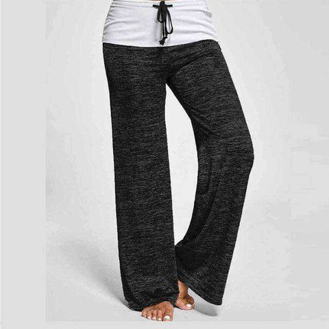 Image of Elastic Wide Leg Lace Up Fitness Loose Yoga Pants