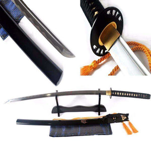 Hand Forged Japanese Black Kill Bill Katana Sword Black Iron Tsuba