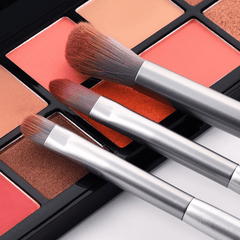 10pcs Eyebrow and Eye Shadow Makeup Brushes Silver Set