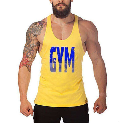 Image of Men's Y Back Brand Bodybuilding and Fitness Clothing Cotton sleeveless shirts