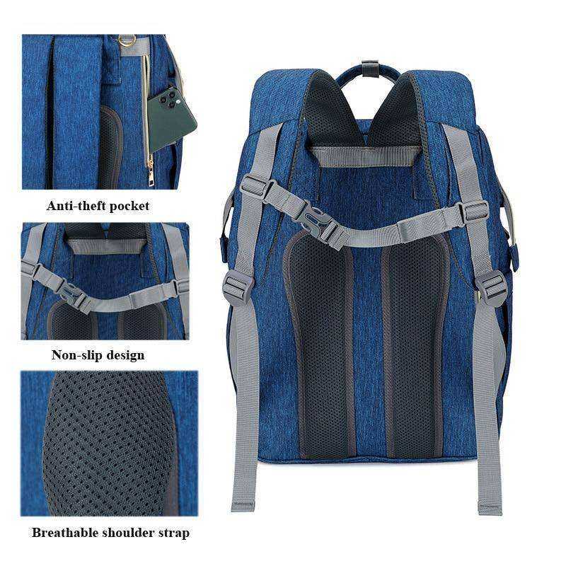 USB Diaper Bags Backpack Foldable Sunscreen Baby Bed Large Capacity