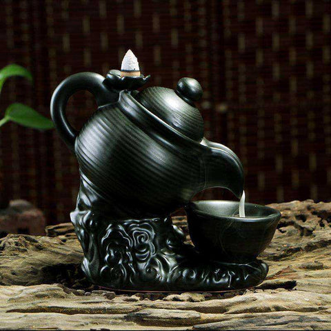 Cool Black Tea Pot with Cup Incense Burner