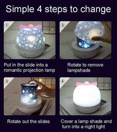 Aesthetic 2 in 1 6 Films Star Night Light 360 Degree Projector