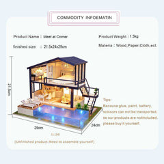 Unique Wooden Dollhouse With Furnitures For Children
