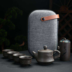 Purple Clay Kung Fu Teapot Cup Travel Set