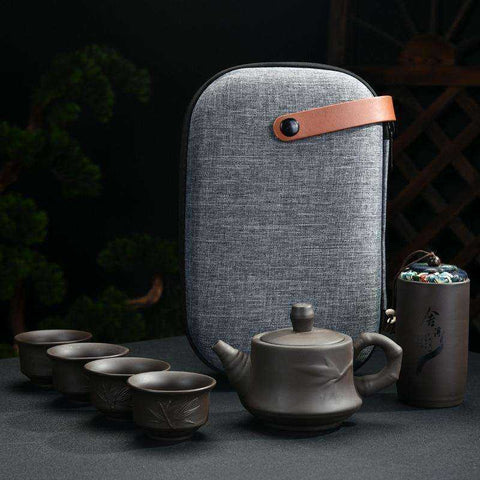 Image of Purple Clay Kung Fu Teapot Cup Travel Set