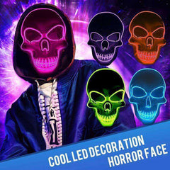 Halloween Skeleton Skull  Mask LED Glow Scary EL-Wire Cosplay Costume
