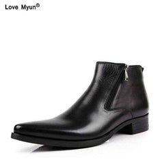 Genuine Cow Leather Black Boots
