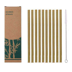 Natural Organic Reusable Bamboo Straw Set with Straw Brush