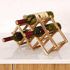 Folding Wooden Wine Bottle Rack Holder Display Shelf