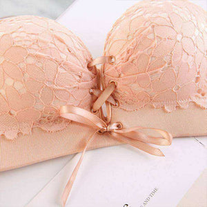 Women Floral Seamless Lace Strapless Push Up Bra Invisible Wireless Lingerie Underwear