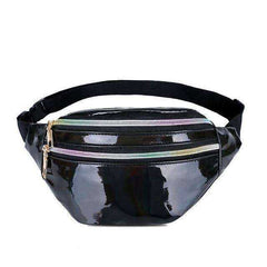 Holographic Waist Belt Bag Women Pink Silver Fanny Geometric Pack