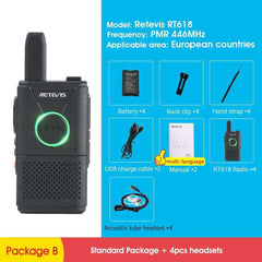 Rechargeable Walkie Talkie 4pcs Dual PTT Two-way Radio