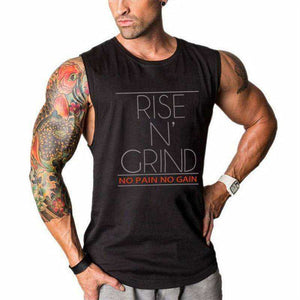 Rise N Grind No Pain No Gain Aesthetic Bodybuilding Stringer Tank Top Apparel