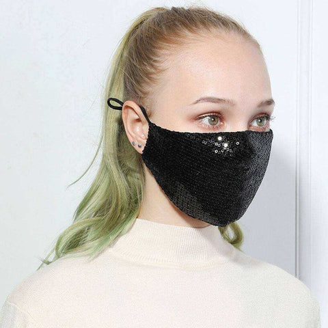 Image of Women Reusable Washable Sequin Face Mask Dustproof