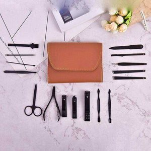 New 16 in 1 Unisex Manicure Pedicure Kit Stainless Steel With Travel Case