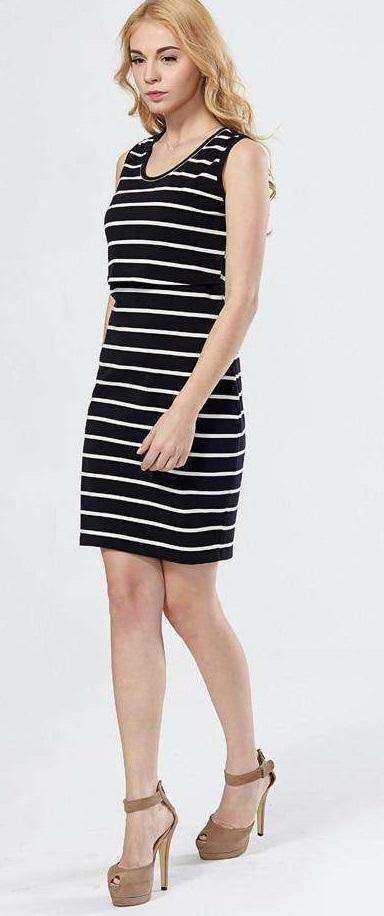 Striped Summer Maternity Breastfeeding Sleeveless Dress