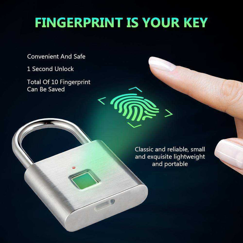 Golden Security Keyless USB Rechargeable Door Lock Fingerprint Smart Padlock