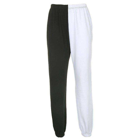Image of Black and White Patchwork Sweatpants