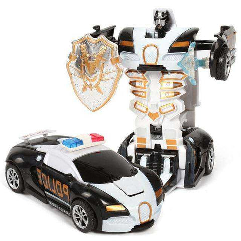 Image of New One-key Automatic Transform Robot Funny Diecasts Plastic Model Car Kid Toys